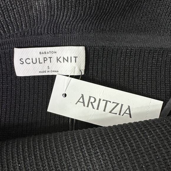 Aritzia Babaton Sculpt Knit Off Shoulder Top Womens Small Black Ribbed Bodycon - Picture 5 of 5